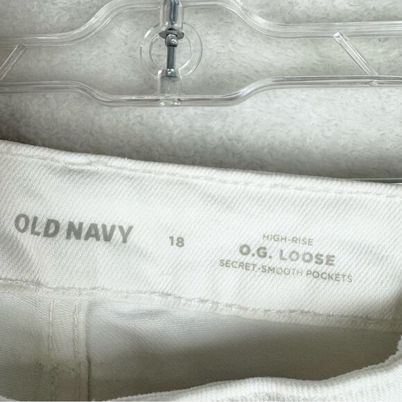 NWT Old Navy High-Waisted OG Loose Ripped White Jeans Calla Lily White Size 18 - Picture 10 of 15